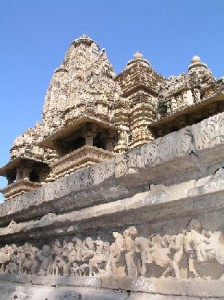 A Temple at Khajuraho and some of its sculptures